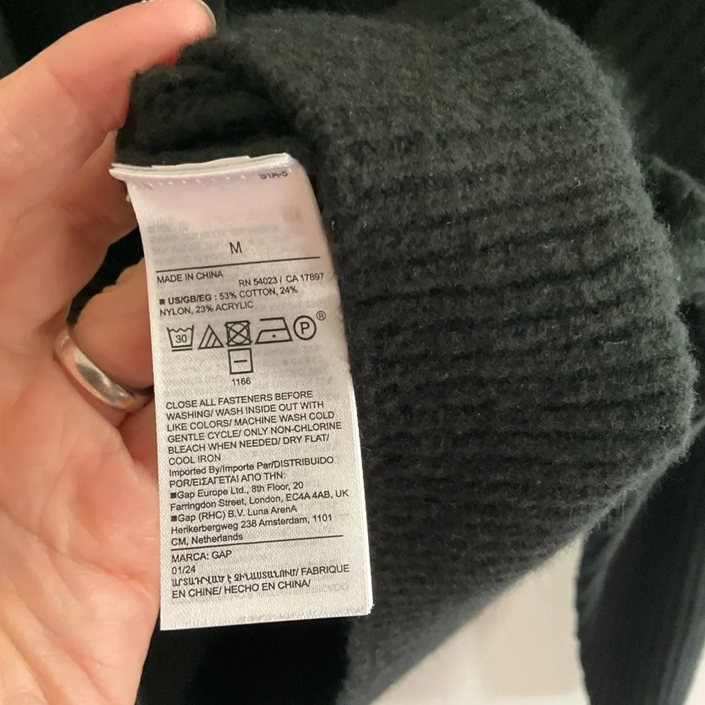 GAP CashSoft Shaker-Stitch Black Sweater Hoodie NWT SZ M